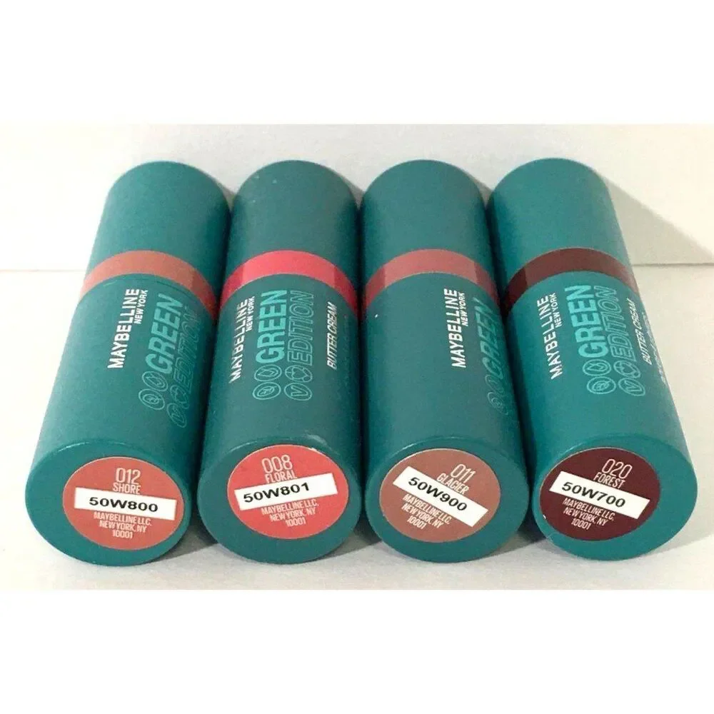4x Maybelline Green Edition Butter Cream High Pigment Bullet Lipstick NEW